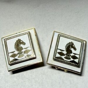 Vintage Chess Piece Clip On Earrings